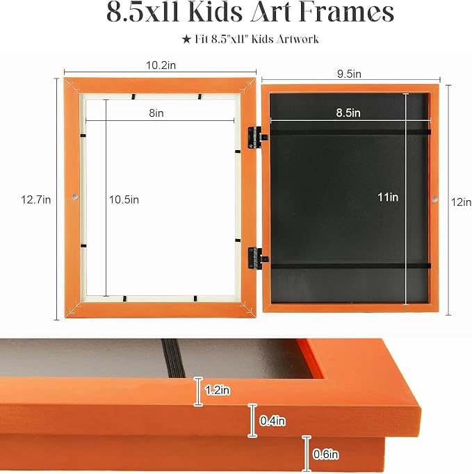 Kids Art Frames, 8.5x11 Front Opening Kids Artwork Frames Changeable, Holds 50 - Image 4
