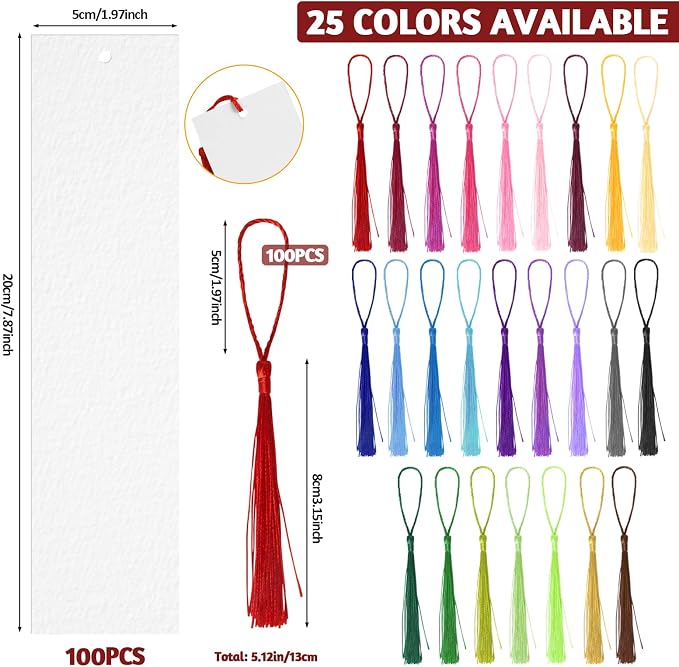 LOTMER 200 Pcs Watercolor Paper Blank Bookmarks - Image 2
