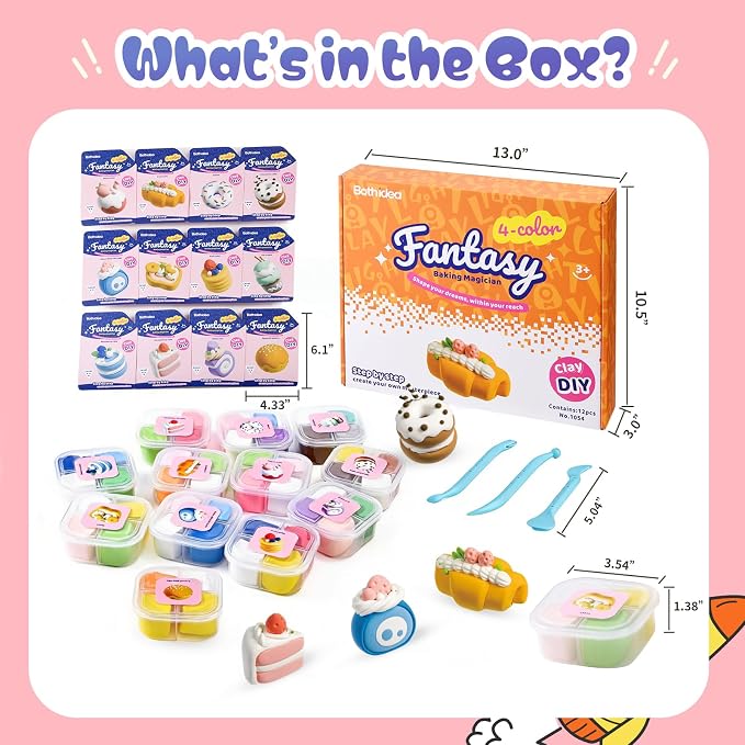 Both idea Air Dry Clay Kit, Cake Theme | 12 Packs, Non-Toxic Kids Gift | School - Image 3