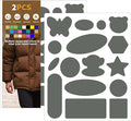 Azobur Down Jacket Repair Patches-Waterproof, Self-Adhesive,Nylon Fabric Patches for Puffy Jackets, Rain and Snow Gear, Tents, Sleeping Bag and More(Dark Gray，2pcs)