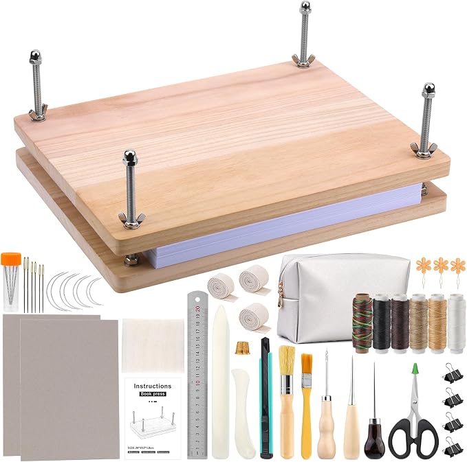 JUPEAN 45 Pcs Book Binding Kits, Bookbinding Kit Large Book Press 14.76”x11.42” by Jupean