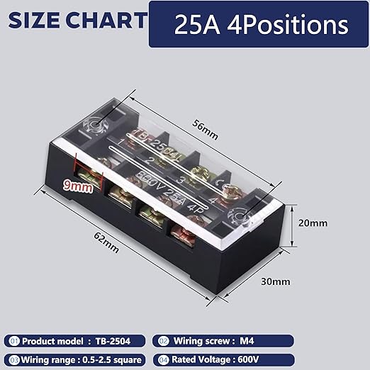 Terminal Block (8 Sets) 8Pcs 4 Positions Dual Row 600V 25A Screw Terminal Strip Blocks with Cover&8Pcs Pre-Insulated Barrier Termina Block Strip& 32Pcs Insulated Fork Wire Connector