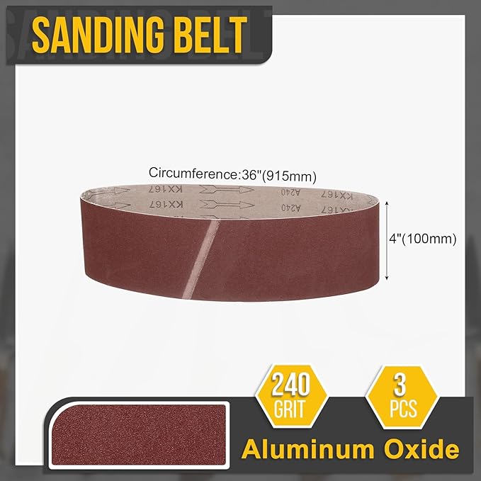 4 x 36 Inch Sanding Belt, 12 Pcs 240 Grit Knife Sharpener Belts Work Sharpening for Belt Sander Knife Carving Tool Metal Working