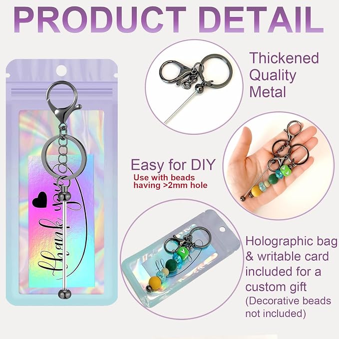 42/84/126 Pcs Beadable Keychain Bars Bulk Blank DIY Beaded Keychain Making - Image 4