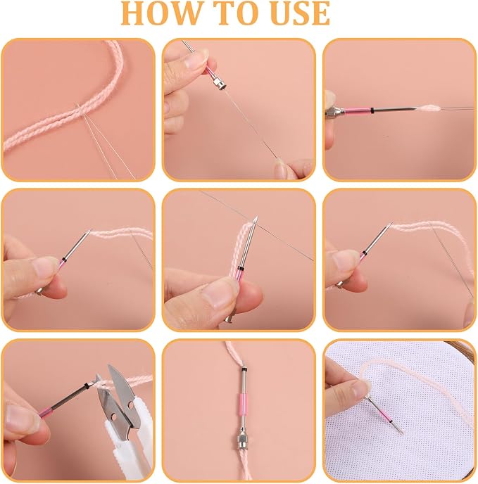 13 Pcs Punch Needle Kit Adjustable Embroidery Punch Needle Tool Set Wooden - Image 6