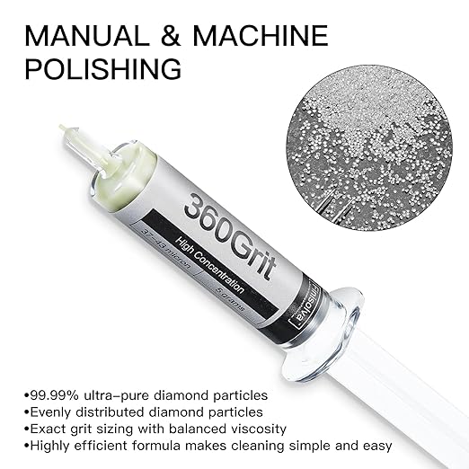 Diamond Polishing Compound Lapping Compound 360 Grit 37-43 Microns with 30% Concentration of Diamond Powders Diamond Stropping Paste for Glass Marble Metal Resin Rock Jewelry Watch etc.