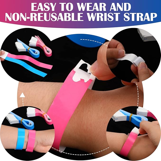 Epakh Paper Wristbands Neon Wrist Bands Waterproof Handbands for Events Lightweight Concert Wristbands Neon Colored Adhesive Wrist Band for Party