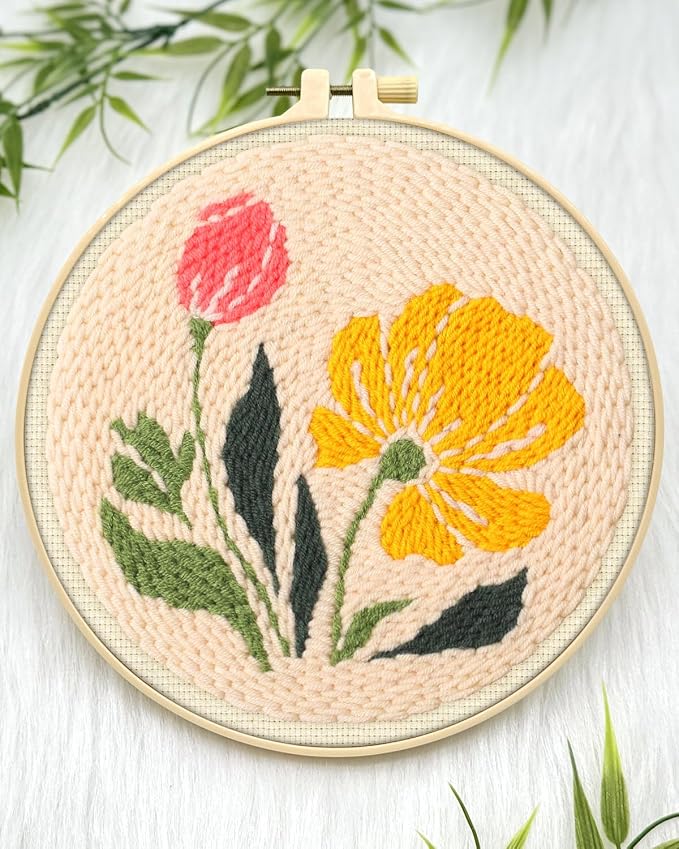 ERKOON Punch Needle Kit Adults Beginners, DIY Easy Floral Embroidery Set - Image 4