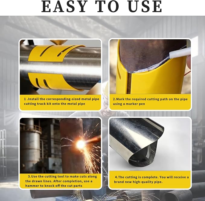 6Pcs Magnetic Metal Pipe Cutting Guide Kit, Pipe Cutting Tool 1-5/8" 1-7/8" - Image 5