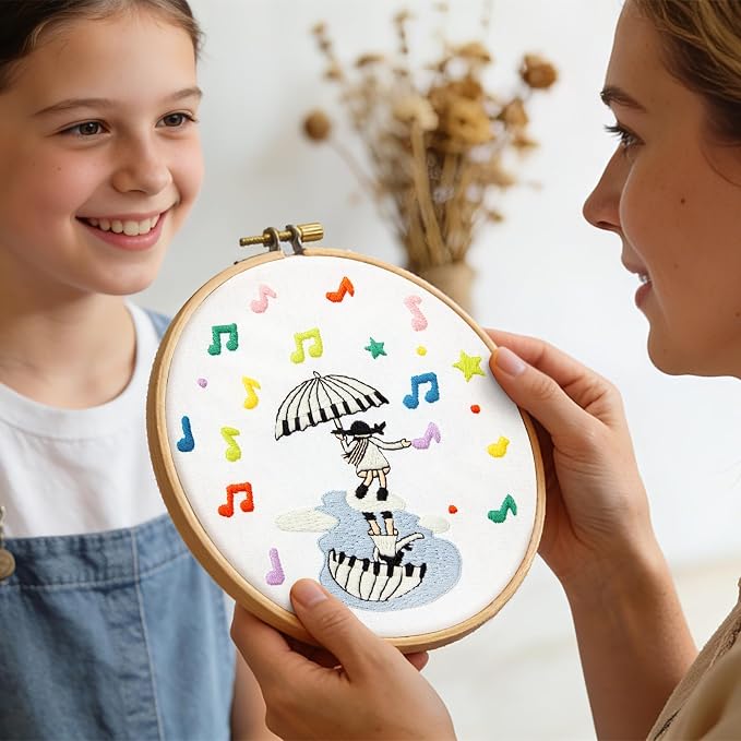 Hand DIY Embroidery Kits for Beginners Adults, Cute Crewel Embroidery Art Kits - Image 3