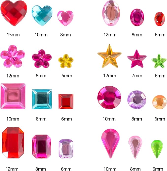 1200+pcs 6~15mm Self-Adhesive Gem Stickers Various Shapes and Colors - Image 3