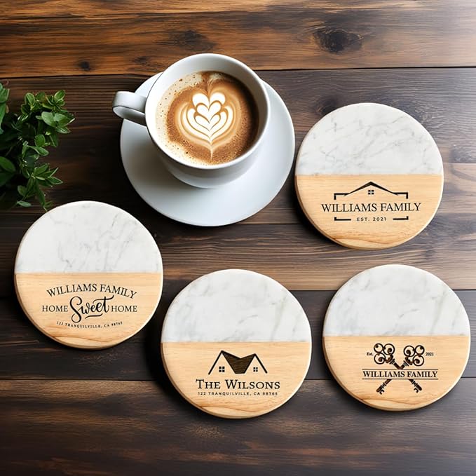 Personalized Coasters House Warming Gifts New Home, Custom Drink Coasters - Image 3