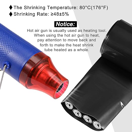 MECCANIXITY Battery Wrap PVC Heat Shrink Tubing 26mm Dia 43mm Flat 10 Feet(3meters) Black Good Insulation for Battery Pack