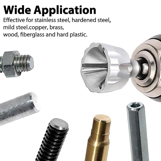 Deburring External Chamfer Tool, HSS Hex Shank Remove Burr Tools with Carbide Blades, Deburring Tool for Metal Bolt in 1/8" to 3/4" (3~19mm) Diameter