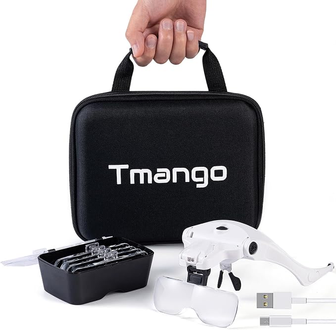 Magnifying Glasses with Light for Close Work, Storage Case | Rechargeable and by TMANGO