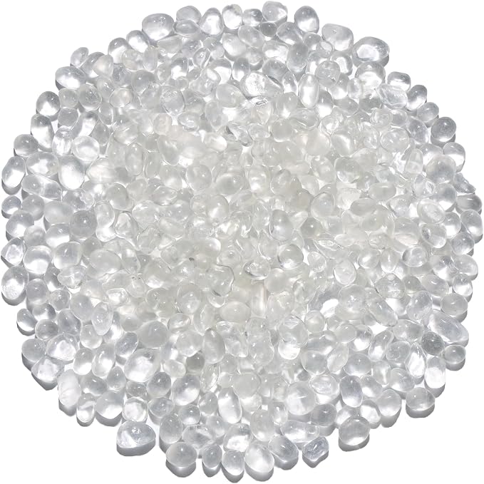 QYGL 0.55LB White Clear Glass Pebbles, Tumbled Sea Glass Stones by QYGL