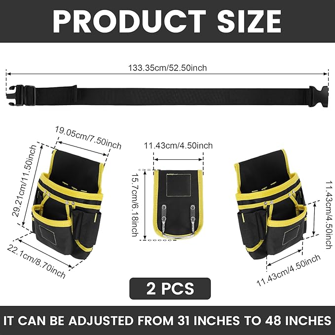 Tool Belt Bag Utility Belt Adjustable Pockets Tool Belts Detachable Work Pouch Bag Heavy Waist Apron Versatile Pouch for Electrician