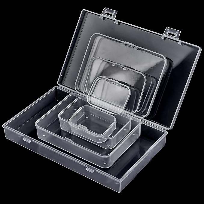 24 Pack Mixed Sizes Rectangular Mini Plastic Containers Clear Plastic Storage - Image 4