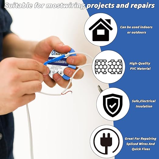 100 Rolls Blue Electrical Tape Bulk 3/4 Inch x 66ft, Waterproof Vinyl Electric Tape High Temp Insulation Tape for Electrical Protection Home Outdoor Electric Insulating Wire Wrapping