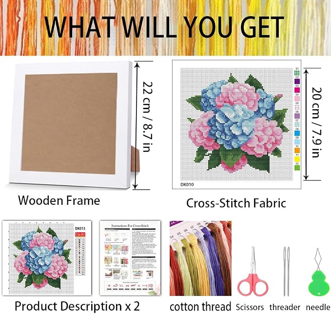 Hydrangea Cross Stitch Kits for Beginners, Flowers Stamped Cross Stitch for - Image 3