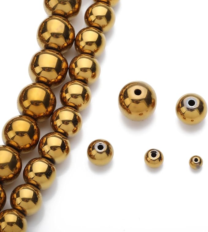 Zenkeeper 108Pcs Gold Hematite Spacer Loose Beads Bulk - Image 4