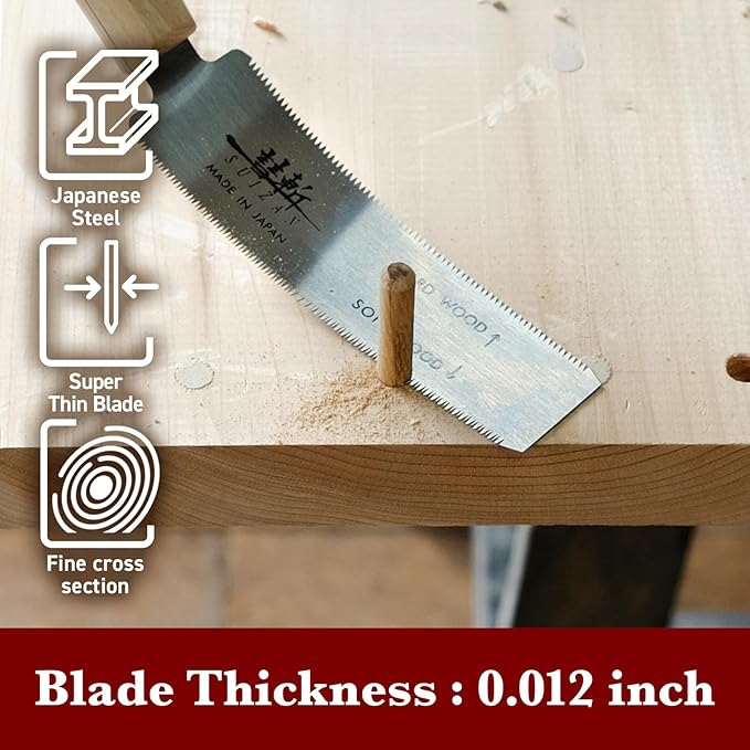 SUIZAN Flush Cut Saw 5" - Professional Japanese Pullsaw Ryoba Double Edge Handsaw Woodworking Tools