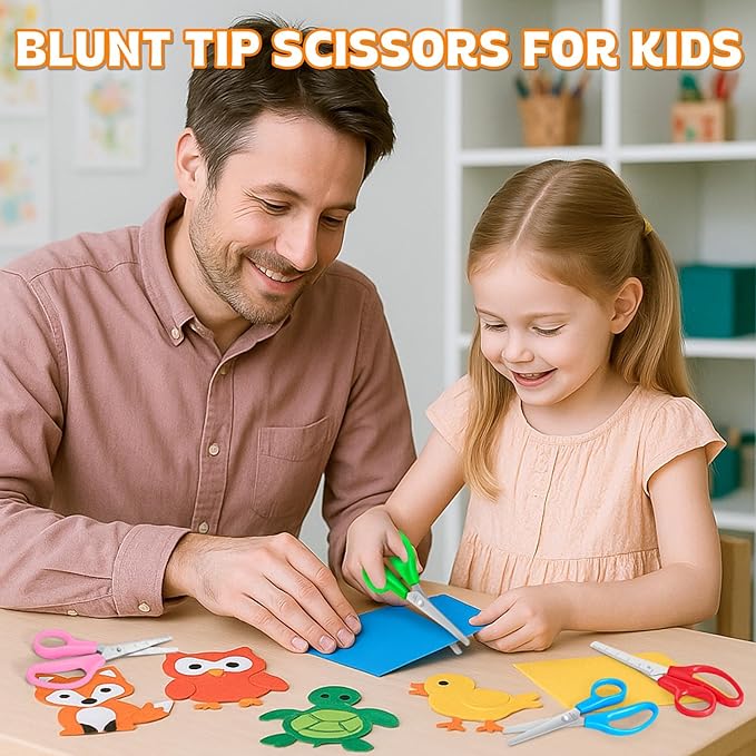 30 Pack Kids Scissors, 5" Scissors for School Classroom, Right & Left Handed Scissor with Comfort Grip Blunt Tip Scissor for Kids School Supplies for Student Teacher, Assorted Colors