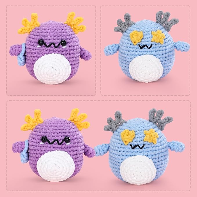 Crochet Kit for Beginners: 2 PCS Axolotl Crochet Kit, Create Your First - Image 2