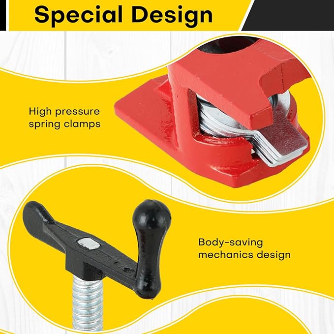3/4" Wood Gluing Pipe Clamp Set | Professional Woodworking and Metalworking Clamps Tools with Unique Foot Design for Frame Assembly, Quick Release and Precision Gluing (4Pack, 3/4")
