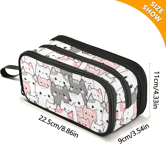 Cute Cats Kittens Pencil Case Box Boys Girls Large Pencil Pouch - Image 6