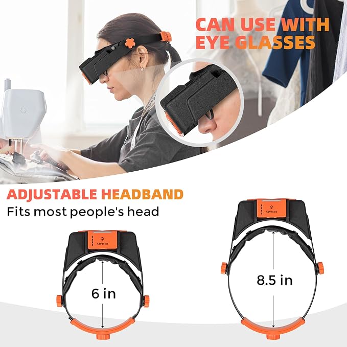 Headband Magnifier with Light, Rechargeable Magnifying Glasses - Image 4