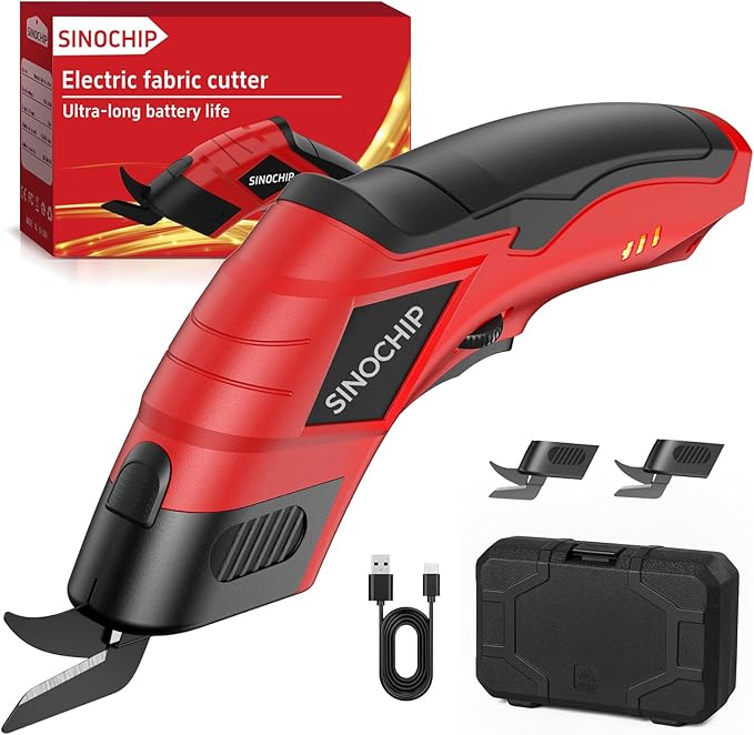 Electric Scissors for Cardboard Cutting, 2000mAh cell 12000RPM High-Power Box Cutter with Dual Blades & Safety Lock Suitable for fabrics, cardboard, plastics, leather, carpets, Cable Cutter