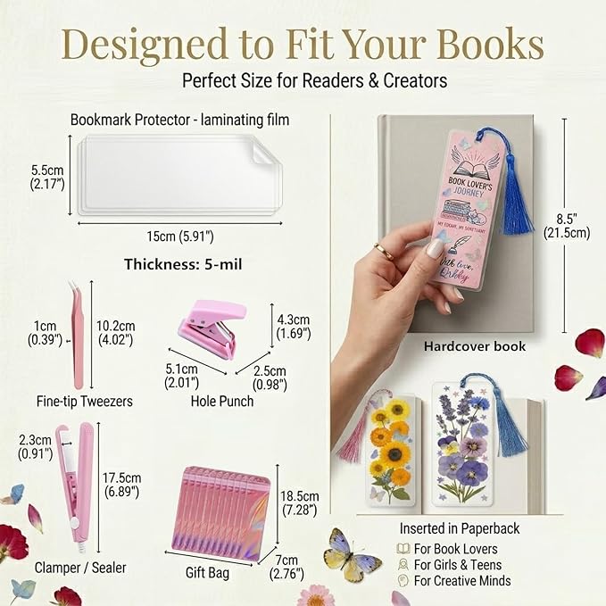 Pressed Flower Bookmark Kit, Make Your Own Clear Dried Flower Bookmarks DIY - Image 7