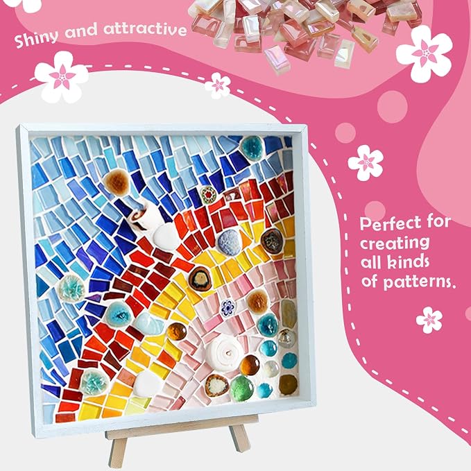 LITMIND Pink Mixed Irregular Glass Mosaic Tiles - Image 3