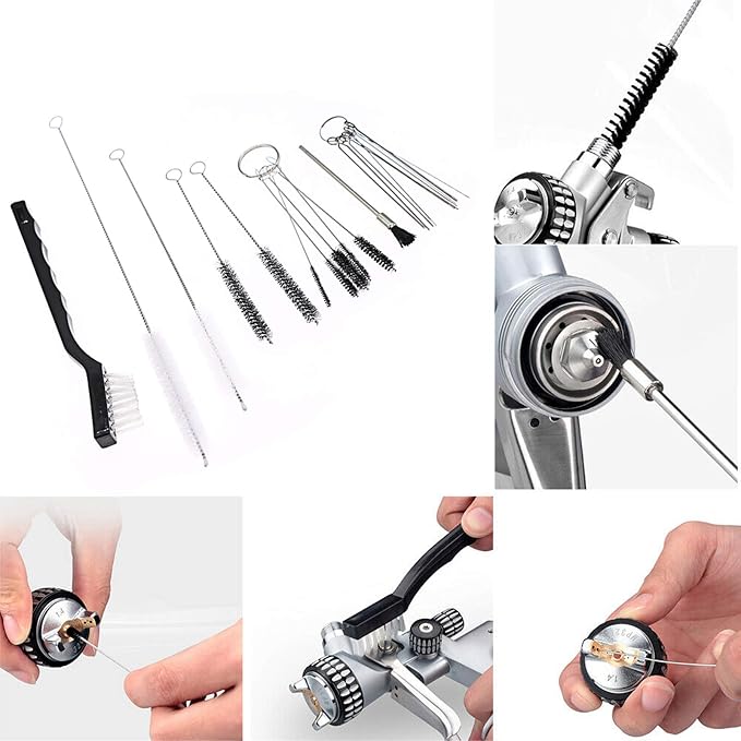 17pcs Multi-Purpose Spray Gun Cleaning Kit, Nylon Brushes Paint Gun Cleaning - Image 7