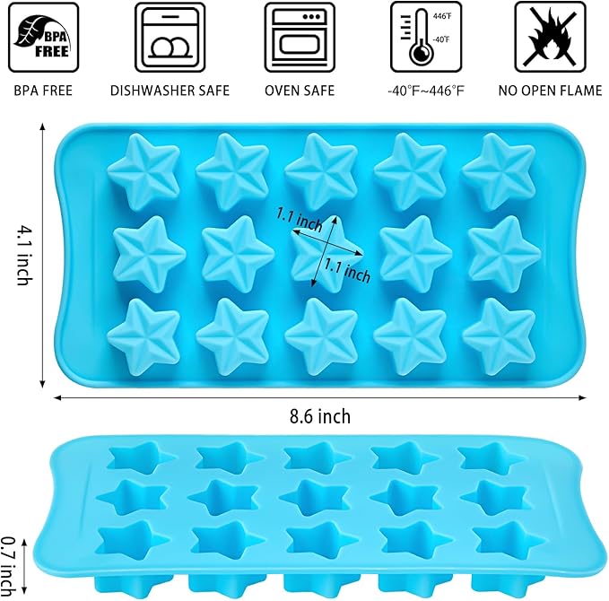 Flower Silicone Molds for Chocolate, 15-Cavity | Include Rose Heart Star Shapes - Image 2