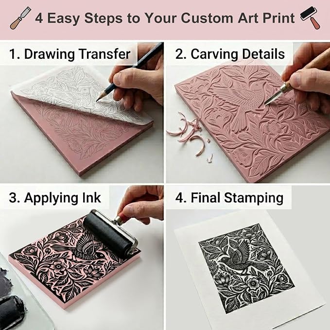 6 Pack Linoleum Blocks for Printmaking, 4x6 Inch Soft Rubber Carving Blocks for - Image 5