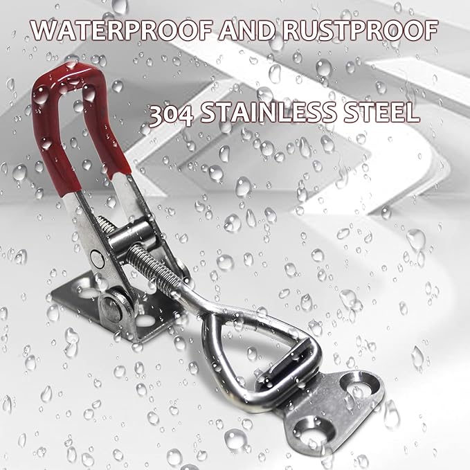 2pcs Toggle Latch Clamp 4001, Adjustable 304 Stainless Steel Pull Hasp Latches, Quick Release Hand Tool Toggle Clamp for Smoker Lid Jig,Case Trunk,Door,220Lbs Holding Capacity