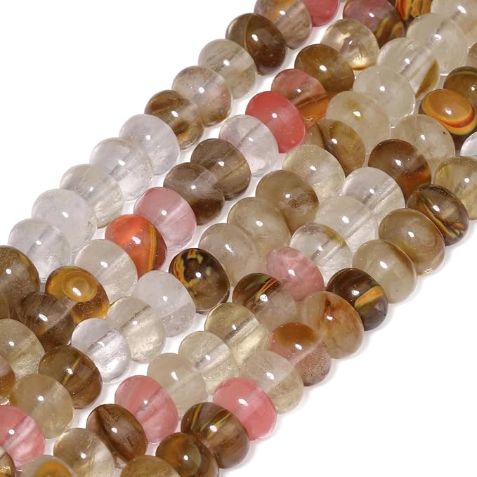 Songxi 5x8mm Natural Watermelon Rind Stone Rondelle Beads, Gemstone - Image 3