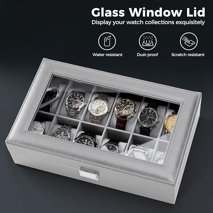 ProCase Watch Box Organizer, 12 Slot Watch Display Case - Image 3