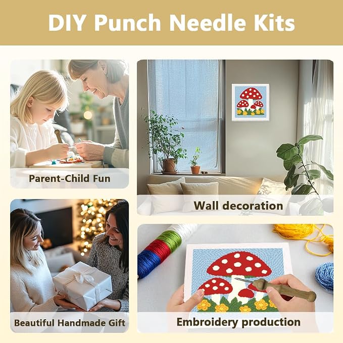 Doodlream Mushroom DIY Punch Needle Embroidery Kit - Image 4
