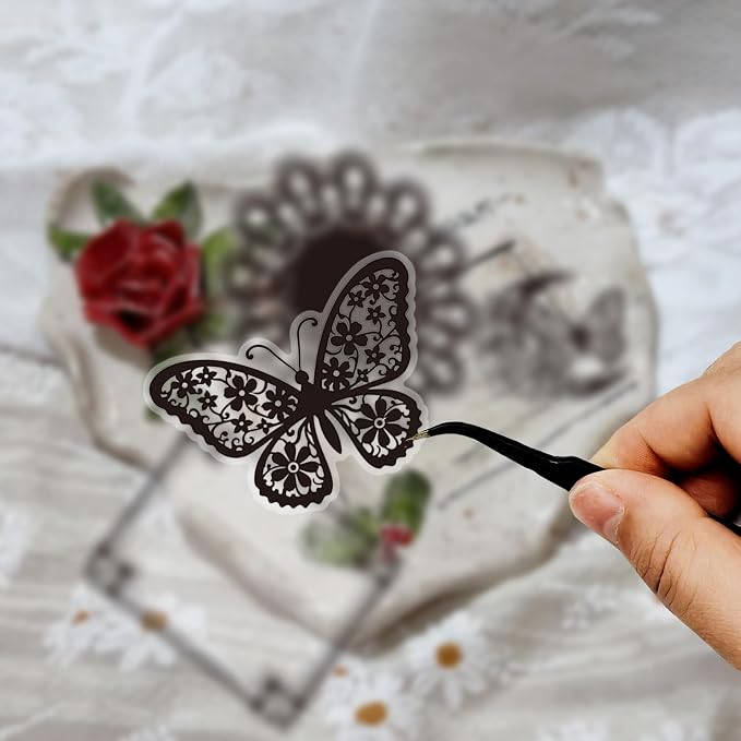130 Pcs Vintage Black White Lace Scrapbook Stickers - Image 7