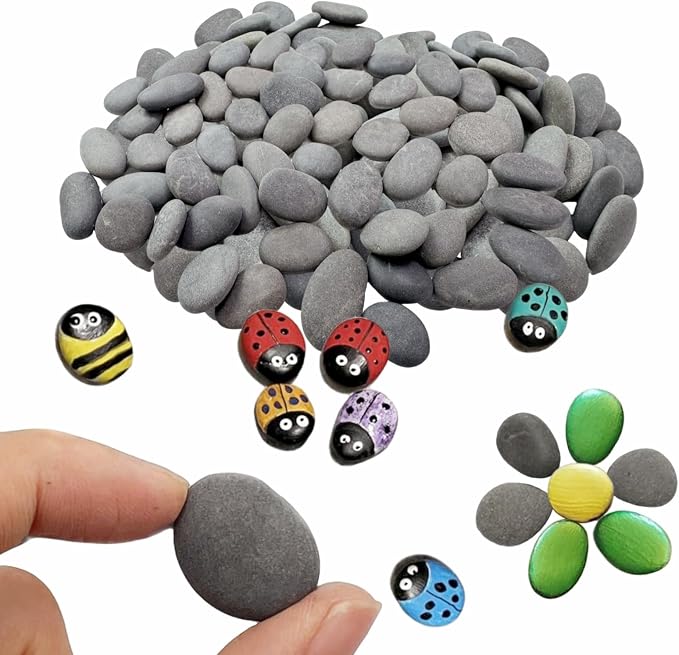 Lifetop 51pcs Tiny Painting Rocks ，DIY Smooth Surface Stones, Arts and Crafts by lifetop