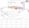 24 Pack Clear Safety Glasses, UV Protection Protective Eyewear for Men Women, ANSI Z87.1 Scratch & Impact Resistant Eye Protection, Ideal for Construction, Sports, Lab, Shooting