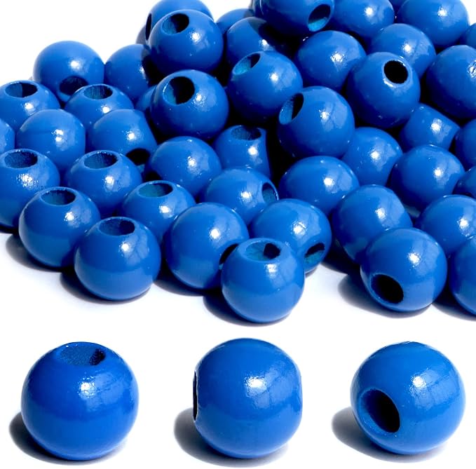 240Pcs 16mm Navy Blue Wood Beads by Dabaiitechann