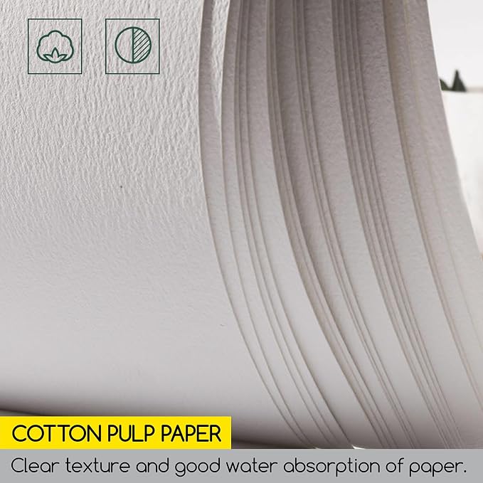 MEEDEN 10×7" Cotton Watercolor Paper Block, Textured Surface Watercolor Paper - Image 4
