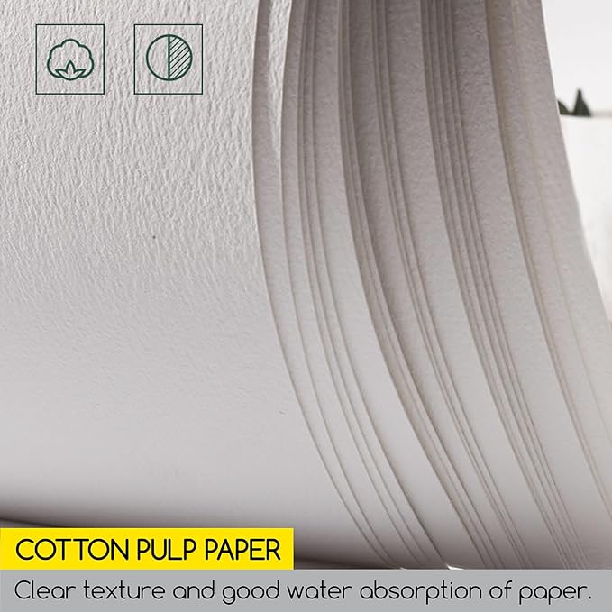MEEDEN 8.3×12" Cotton Watercolor Paper Block, Smooth Surface Watercolor Paper - Image 4