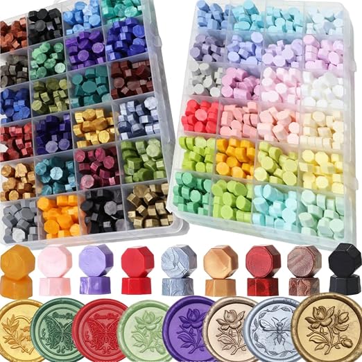 1200 Pcs Assorted Color Wax Seal Beads Bulk, Premium Stamp Sealing Pellets Kit by Unknown