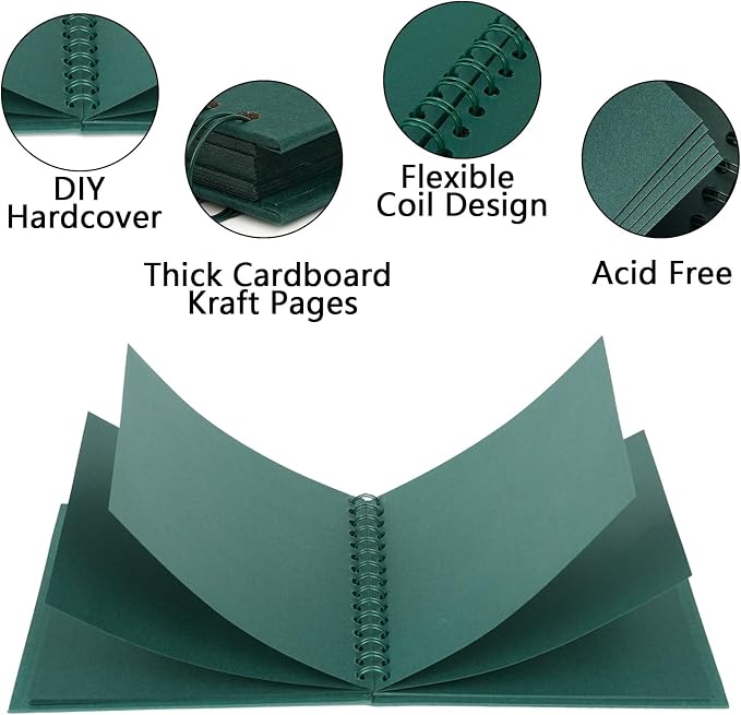 Yopih 8x8 Inch DIY Scrapbook Photo Album, Hardcover Kraft Paper Acid-Free - Image 5