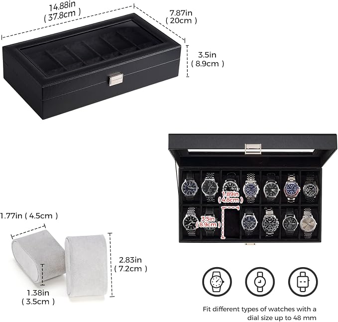 ProCase Watch Box Organizer, 14 Slot Watch Display Case - Image 5
